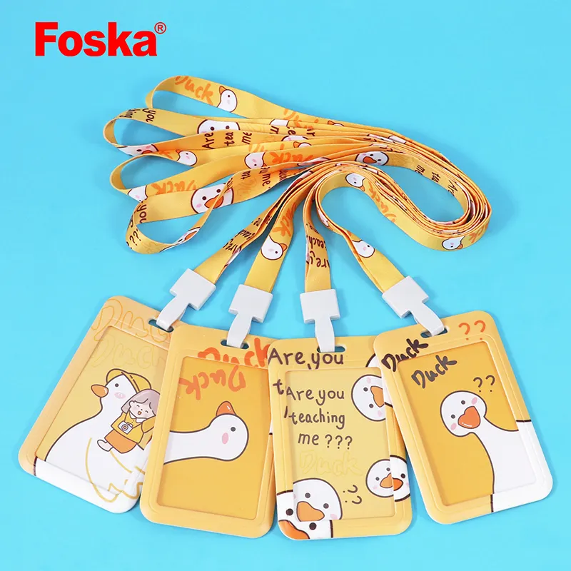 Foka-Soporte de tarjeta de dibujos animados para estudiante, insignia de nombre, ABS, amarillo