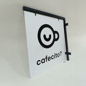 Studio Cafe Shop Custom Logo Rectangle Square Blade <b>Sign</b> Outdoor <b>Wall</b> Mounted Stainless Steel Blade Signage for Store - Product Image 5