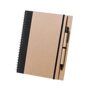 13*18 cm Personalized Logo Spiral Recycled Kraft Paper Business Notebook with Pen Set Eco-Friendly Office Gift Promotion - Product Image 2