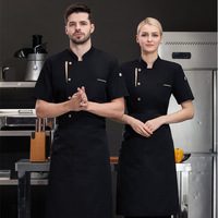 Vestes de chef imprimées à manches courtes, uniforme de responsable de restaurant pour femmes, veste de chef pour hommes