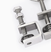 304 Stainless Steel U-Bolt Clamp C-Clamp Square Pipe Clamp with Manual Tightening Eye Nut