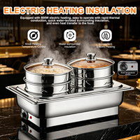 Elektrisch Beheizte Edelstahl-Warmhalteplatte mit Transparentem Deckel für Hotelküchen, Frühstücksbuffets, Bankette und Partys