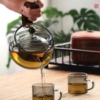 Tetera de Vidrio Borosilicato KELIN de 500ml, Color Gris Humo, Resistente al Calor, Diseño Minimalista con Asa Lateral, para Té Suelto, Venta al Por Mayor