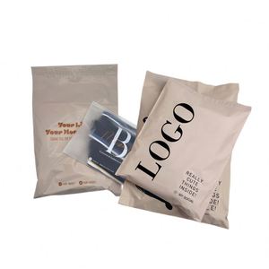 Biodegradable Custom Logo Peach Nude Polymailer Shipping Beige Mailing <b>Bags</b> Brown Mailing <b>Bags</b> for Clothing Boutique - Product Image 1