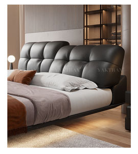 <span class=keywords><strong>Lit</strong></span> king-size sculptural en peluche tendance moderne haut de gamme, cuir pleine fleur, plateforme flottante, cadre en acier au carbone, chambre principale - Product Image 3