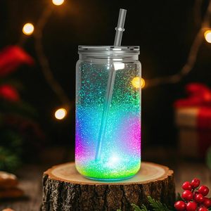 Gobelet en plastique transparent incassable à double paroi de 16 oz, pré-percé, pour bière ou jus, avec couvercles colorés, pour globe à neige, expédié depuis l'entrepôt américain - Product Image 3