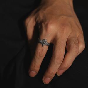 Anillo Abierto Qianye con Pluma de Cobre de Águila Pequeña, Estilo Japonés Retro, Anillo de Dedo Índice para Parejas - Product Image 3