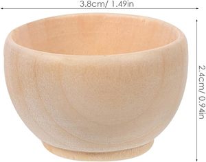 20 PCS Mini Unfinished Wood Bowl Unpainted Miniature Wooden Pinch Bowls for Dollhouse Accessories DIY Painting Art Crafts