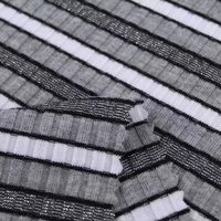 Tissu tricoté côtelé rayé élastique en polyester, rayonne et spandex, doux, de haute qualité, 5x5, 150 cm, pour pulls - Vente en gros