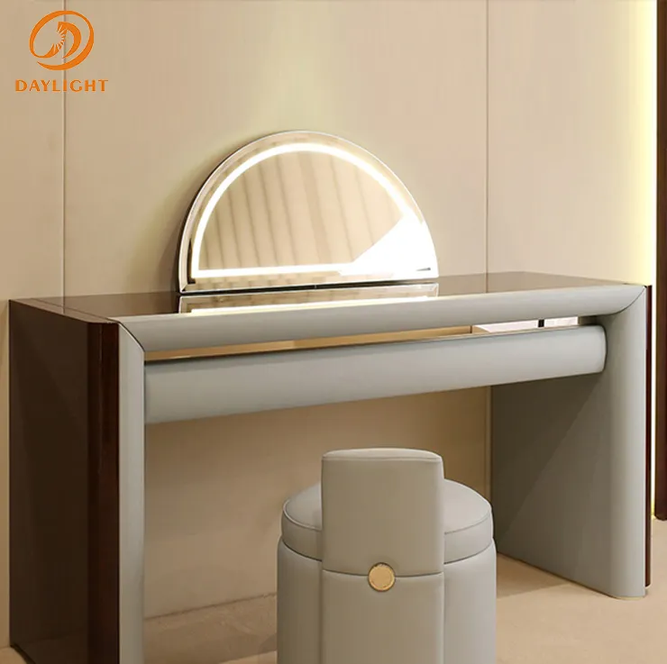 Tedarikçiler yüksek kaliteli İtalyan minimalist modern vanity uzun ahşap dresser tuvalet masası ayna ile