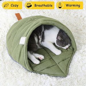 Free Sample Leaf Cat Sleeping <b>Bed</b>,Pet Sleep Cozy Bag Stay Open,,Burrow Calming Snuggle Sack Covered <b>Nest</b> <b>Bed</b> for - Product Image 2