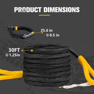 BUNKER INDUST Corde de remorquage robuste de 30 pieds, résistance à la rupture de 55 000 lb, <span class=keywords><strong>sangle</strong></span> cinétique en nylon 66 pour <span class=keywords><strong>4x4</strong></span>, tout-terrain, Jeep, SUV - Product Image 6