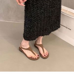 Summer Black All Match <b>Beach</b> Roman <b>Shoes</b> Women Flat Retro Vacation Clip Toe fairy Style Lightweight Non slip Casual Sandals - Product Image 2
