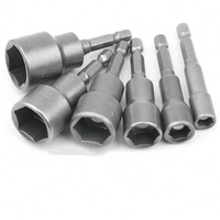 Jeu de douilles à cliquet magnétiques pour perceuse, 65 mm, tige hexagonale de 1/4 pouce, douilles à cliquet SAE à arbre creux de 6-15 mm
