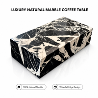 Table basse de luxe en marbre noir naturel grand format, style antique, moderne, rectangulaire, pour salon, mobilier en pierre, taille personnalisée