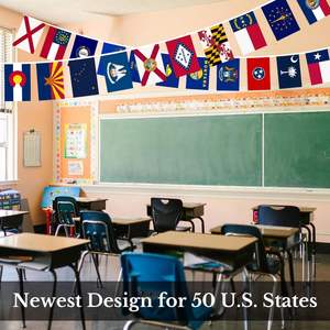 Флаги-гирлянды 50 штатов США к 250-летию, 6x9 дюймов, двусторонние, длина 41 фут, устойчивые к выцветанию, яркие цвета, полиэстер - Product Image 3