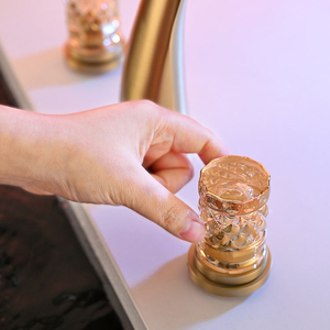 Brass 3 Hole Widespread Bathroom Basin Faucet Taps with 2 <strong>Crystal</strong> Handles - Product Image 6
