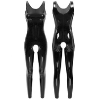 Combinaison Catwoman sans entrejambe, justaucorps de danse en latex ouvert, effet mouillé brillant, en cuir PVC, combinaison sexy