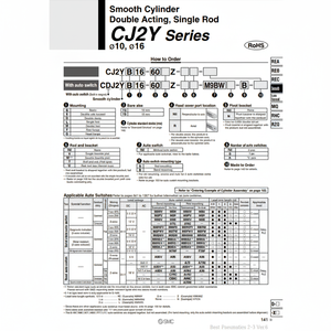 กระบอกลมนิวเมติก SMC CDJ2YB16-15Z-B ชิ้นส่วนนิวเมติก - Product Image 1