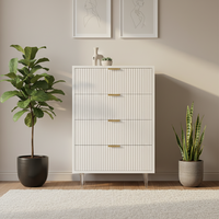 Commode haute à 4 tiroirs de style scandinave, vente en gros d'usine, couleur et taille personnalisables, mobilier de chambre à coucher