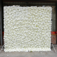 Mur de fleurs artificielles 3D en soie filée fait main, 2,4 m x 2,4 m, enroulable, pour mariage, fête des Mères, rentrée scolaire - Couleur personnalisée