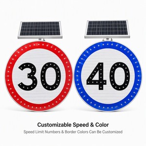 <span class=keywords><strong>Panneau</strong></span> <span class=keywords><strong>de</strong></span> signalisation routière rond à LED alimenté par énergie solaire pour la <span class=keywords><strong>limitation</strong></span> <span class=keywords><strong>de</strong></span> <span class=keywords><strong>vitesse</strong></span>, avec options <span class=keywords><strong>de</strong></span> diamètre 60/80/100 – Conception écoénergétique - Product Image 6