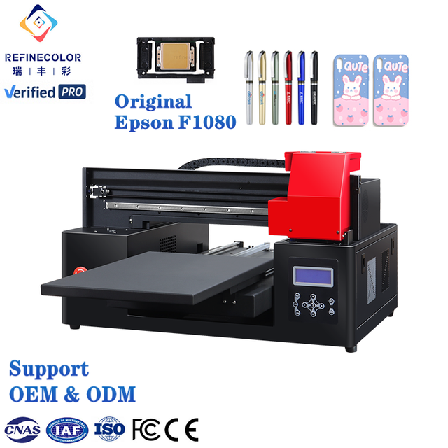 Refinecolor Uv Flatbed Printer 100% Original Epson F1080 Printhead Hoson N10 Mainboard Impresora Drucker Machine A3 Uv Printer