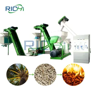 Garis mesin pelet kayu biomassa profesional kapasitas kecil 1-2 T/H untuk bahan bakar tanaman