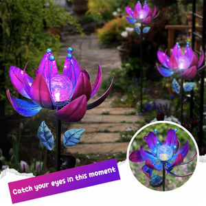 Outdoor Metal Vento Spinners <span class=keywords><strong>Lotus</strong></span> Flower Stake Solar Windmill Yard Garden Farmhouse Decor - Product Image 3
