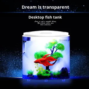 Petit <span class=keywords><strong>aquarium</strong></span> en acrylique <span class=keywords><strong>pour</strong></span> le salon, mini <span class=keywords><strong>aquarium</strong></span> <span class=keywords><strong>pour</strong></span> poissons rouges, filtre intégré, sans fonction de chauffage, garantie de 2 ans, série ATS - Product Image 2