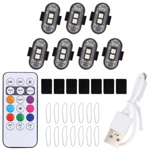 Feux stroboscopiques LED sans fil avec télécommande 7 couleurs USB Avion Voiture <span class=keywords><strong>Moto</strong></span> Vélo LED Drone <span class=keywords><strong>Lampe</strong></span> indicatrice de flash - Product Image 1