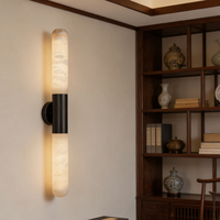 Applique murale LED moderne en marbre naturel et albâtre, en acier inoxydable, avec interrupteur, pour hôtel, villa, couloir