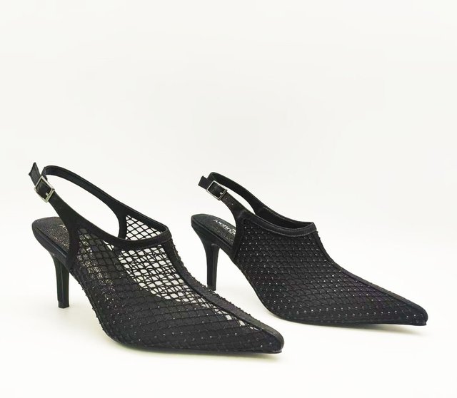 Ladies Heel Mesh Pointed Toe Sandals