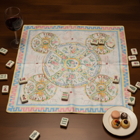 Tapis de Mahjong Américain Pliable de Luxe SUPER GAME, Motif Pastel Famille Rose, Antidérapant en Néoprène par OM Mahjong Mat