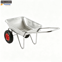 Carretilla de Dos Ruedas de 65L con Bandeja Metálica Pre-Galvanizada y Rueda Neumática Doble de 13 X 3.50-6