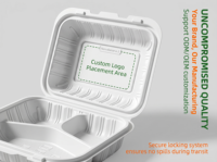 Boîte à lunch jetable carrée Fude en PP de qualité alimentaire 9x6 pouces, style américain, pour burgers à emporter, avec logo/design graphique personnalisé
