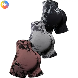 निर्बाध टाई डाई स्पोर्ट्स तंग शॉर्ट्स सेक्सी योग फिटनेस पैंट महिलाओं की ऊंची कमर घुटने की लंबाई वाली सांस - Product Image 1