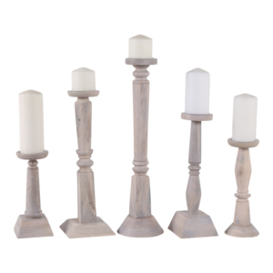 Set di 5 Portacandele in Legno di Diverse Altezze per Decorazione Casa, Accenti per Mensole e Caminetti, Design Elegante - Product Image 2