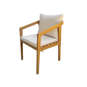 Modern Wood Dining <b>Chair</b> with Fabric Cushion Upholstered Armrest Contemporary Outdoor Furniture - Product Image 1