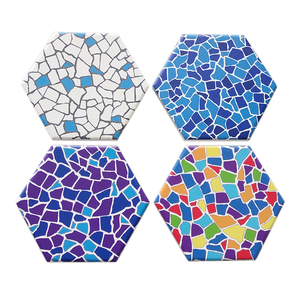 Lot <span class=keywords><strong>de</strong></span> sous-verres hexagonaux en céramique personnalisables par impression UV, motif mosaïque, absorbants et réutilisables, pour la maison (vente en gros) - Product Image 1