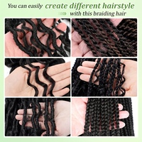 Extensions de cheveux synthétiques bouclés en fibre haute température pour tresses bohèmes et femmes, effet vague profonde