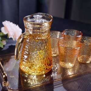 Logo personnalisé Ensemble de cruches à eau en verre 1,5 L Collection de bouilloires 5 pièces avec couvercle et poignée pour verres ou cadeaux - Product Image 2