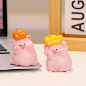 Figurita de cerdo linda, decoración en miniatura de resina, regalo para niños, juguete unisex - Product Image 4