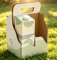 Boîte de transport pliable carrée personnalisée pour boissons, emballage multi-paquet avec poignée, protection UV pour lait végétal, vente en gros OEM