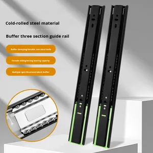 4515 dày đệm giảm xóc ngăn kéo trượt đường sắt thép hiện đại Bóng đường sắt hướng dẫn cho tủ quần áo tủ 45mm ba phần im lặng - Product Image 2