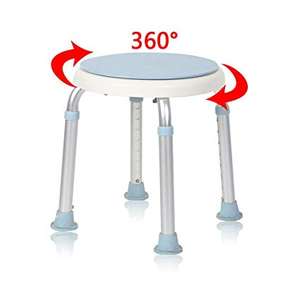 360 Degree <b>Rotating</b> Aluminum Alloy Shower <b>Chair</b> Tool-Free Adjustable Anti-Slip Rubber Tips Modern Design - Product Image 3