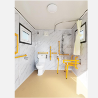 Cabine de toilette portable accessible aux fauteuils roulants Suihe, salle de bain modulaire pour handicapés avec rampe, barres d'appui de sécurité, WC préfabriqué extérieur
