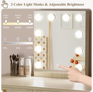 Tocador de Maquillaje <span class=keywords><strong>para</strong></span> <span class=keywords><strong>Niñas</strong></span> <span class=keywords><strong>con</strong></span> <span class=keywords><strong>Espejo</strong></span> y Luces, Set de Tocador <span class=keywords><strong>con</strong></span> Taburete, Mesa de Maquillaje <span class=keywords><strong>con</strong></span> Cajones y Enchufe - Product Image 6