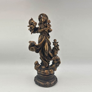 Statua in Poliresina con Finitura Bronzo Antico dell'<span class=keywords><strong>Assunzione</strong></span> della Vergine Maria con Bambino Gesù e Cherubini su Base a Nuvola - Product Image 1