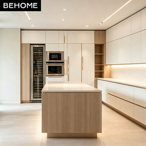 <span class=keywords><strong>Meuble</strong></span> de cuisine moderne sur mesure avec îlot central et emplacement encastré pour réfrigérateur à vin, pour projets de mobilier de cuisine, appartement, hôtel, villa - Product Image 2